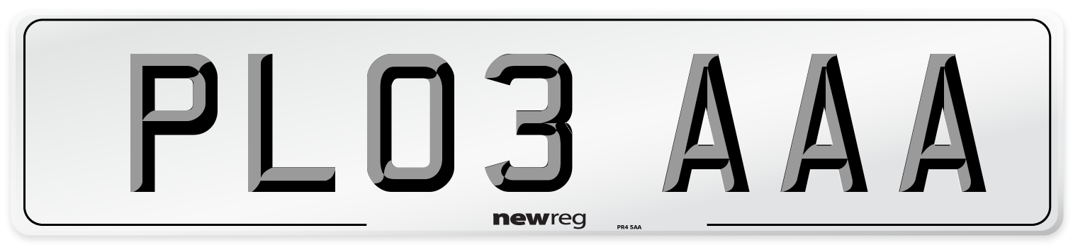 PL03 AAA Number Plate from New Reg